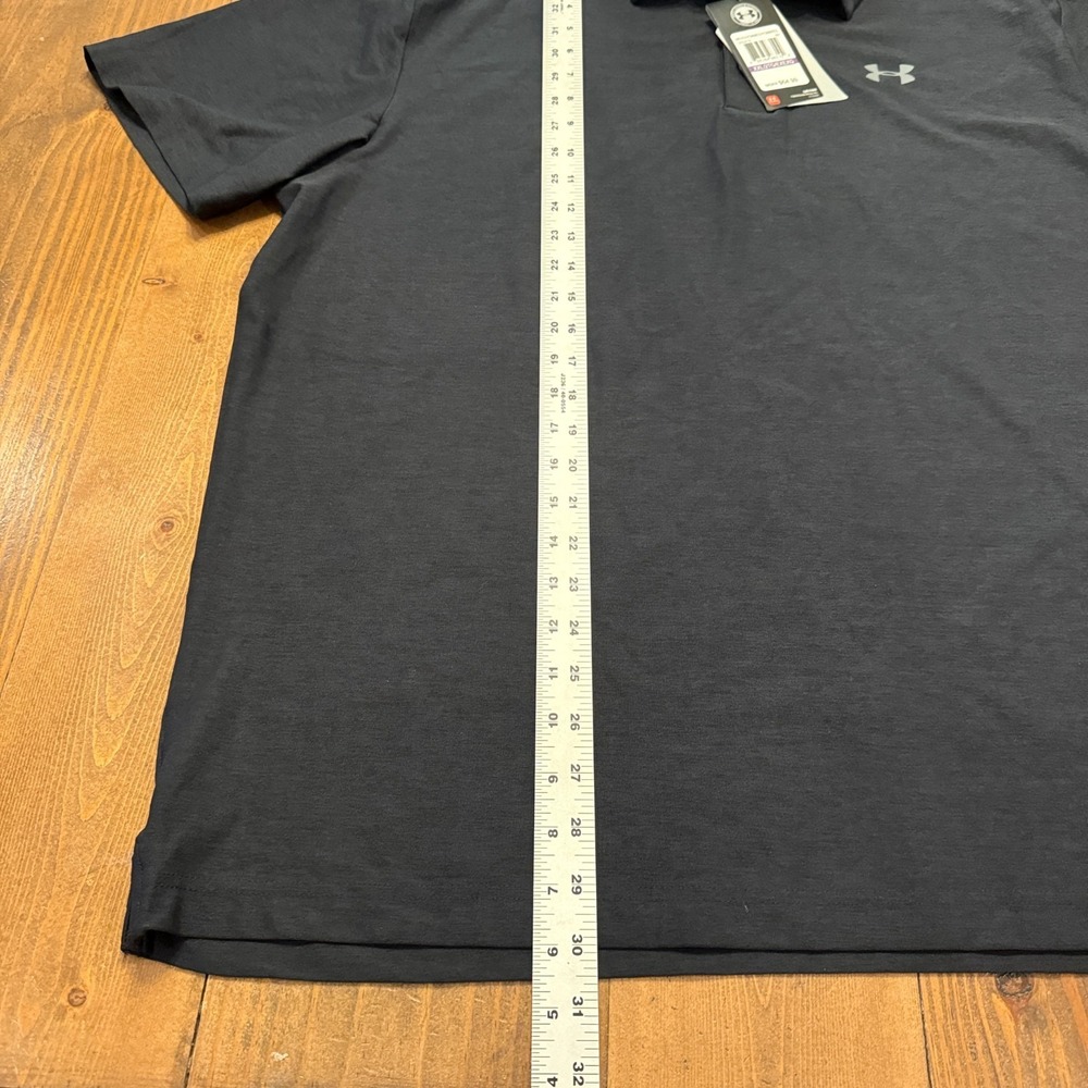 NWT Under Armour Loose Fit Athletic Tech Polo Shirt Men Black Golf Heatgear - Picture 2 of 7